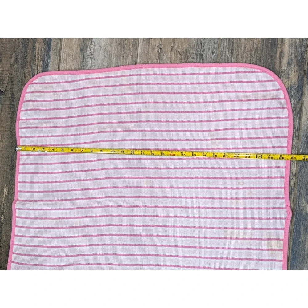 Vintage Waffle Weave Thermal Cotton Blanket Pink Stripe Girl READ